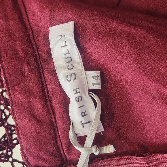 TRISH SCULLY Burgundy Aurora Off the Shoulder Choker Lace Midi Dress - Plus Size - Picture 4 of 16